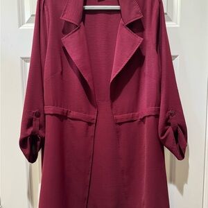 Soho Brand Burgundy Open Front Thin Jacket - Size M